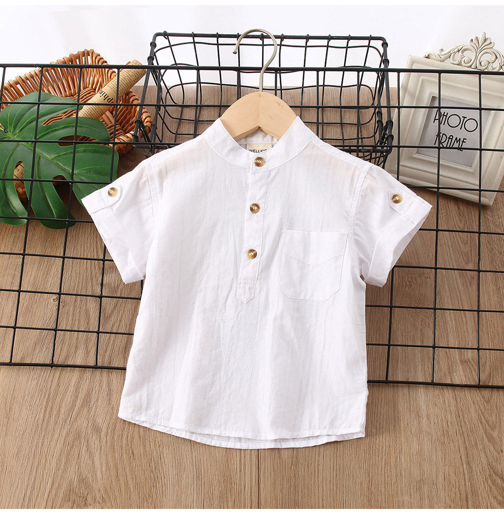 Boys' Button Placket Short Sleeve Shirt