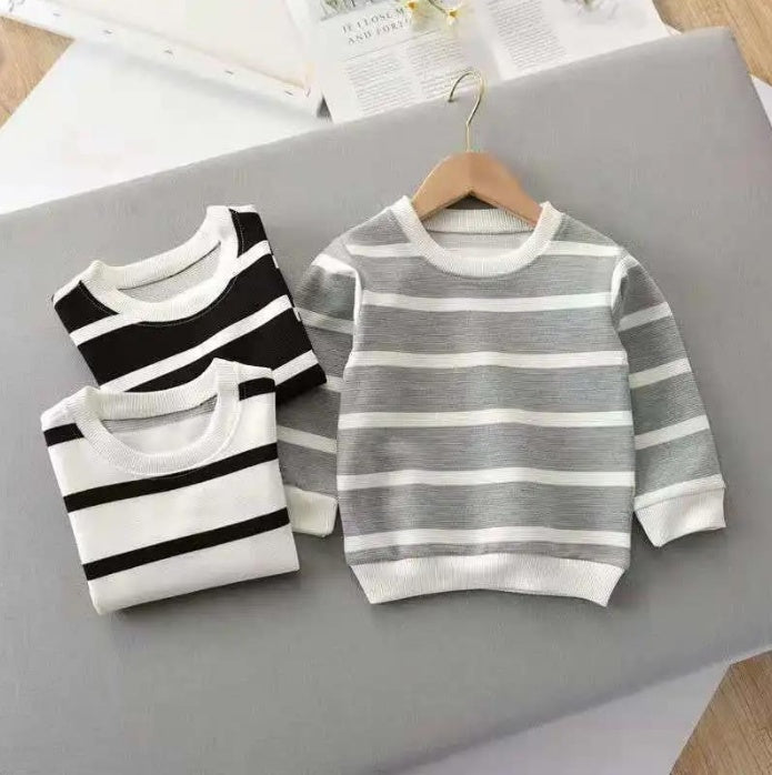 Boys' Striped Long-Sleeved Pullover Sweater