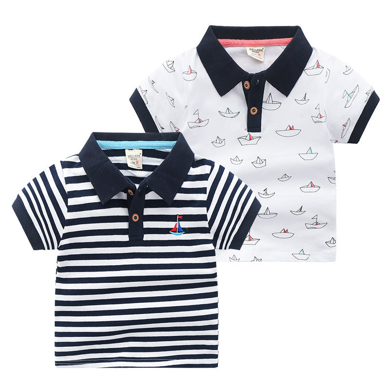 Boys' Short-Sleeved Nautical Polo