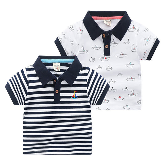 Boys' Short-Sleeved Nautical Polo