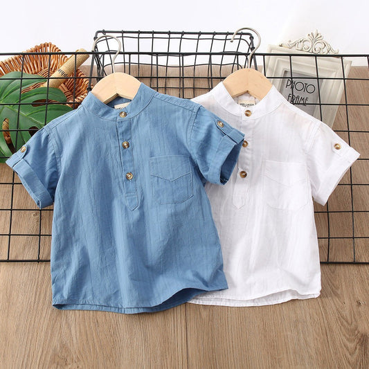 Boys' Button Placket Short Sleeve Shirt