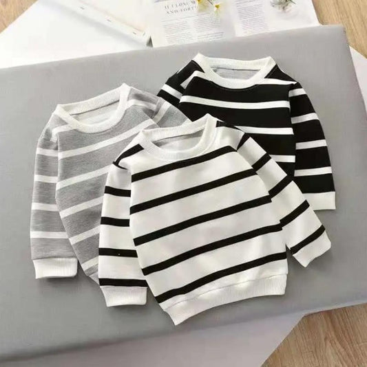 Boys' Striped Long-Sleeved Pullover Sweater