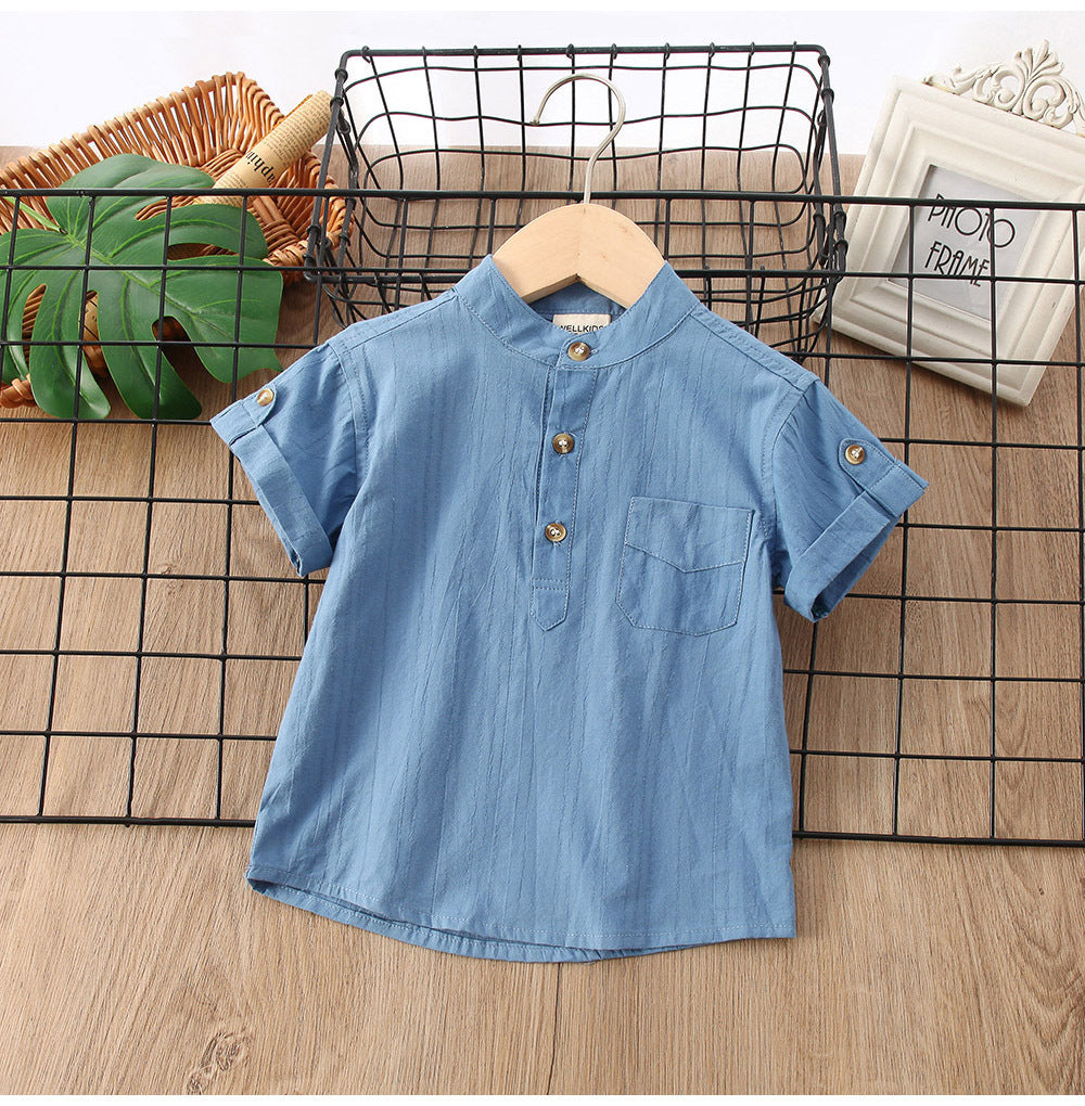 Boys' Button Placket Short Sleeve Shirt